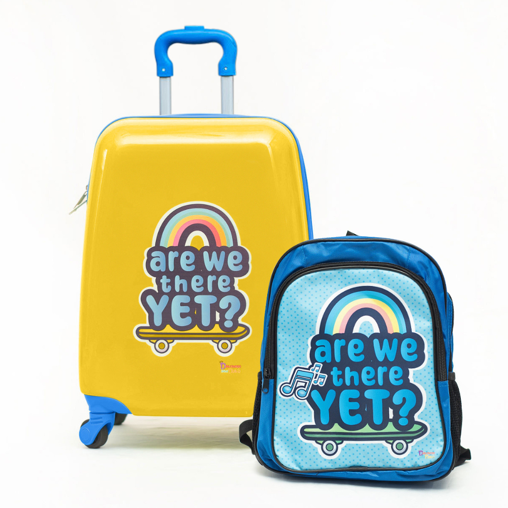 Dutchess and Duke Are We There Yet? Yellow/Blue Kids Carry-On Luggage Set
